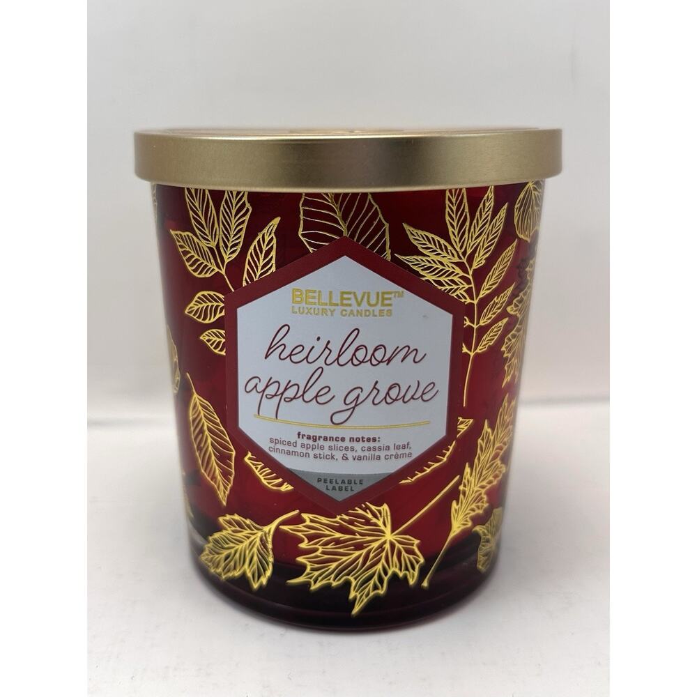 Bellevue Luxury Candle Heirloom Apple Grove 12 oz Soy Blend 2 Wick Autumn Fall